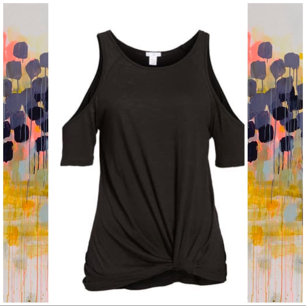B.P. Twisted Hem Cold Shoulder Top - Picture 6 of 6